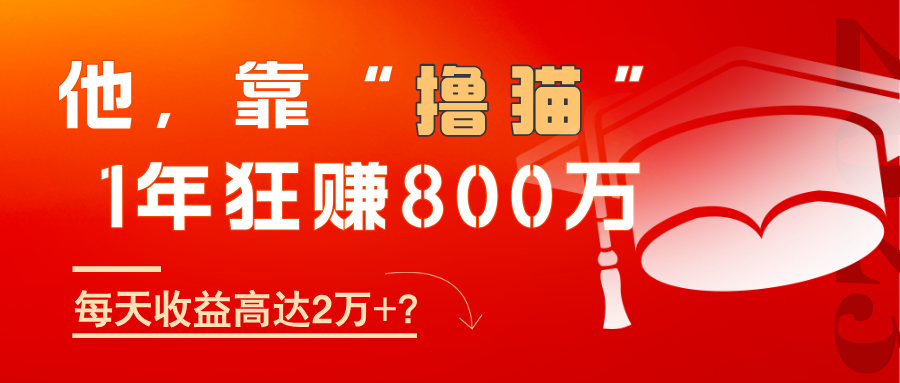 他，靠“撸猫”1年狂赚800万，每天收益高达2万+？网创吧-网创项目资源站-副业项目-创业项目-搞钱项目网创吧