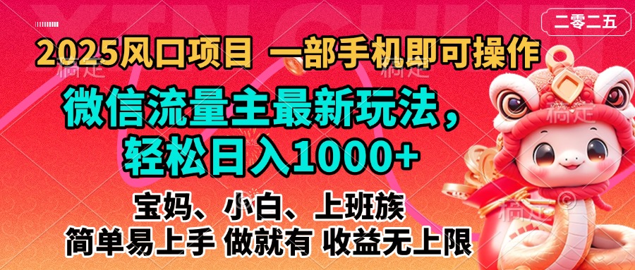 2025蓝海风口项目，微信流量主最新玩法，轻松日入1000+，简单易上手，做就有 收益无上限网创吧-网创项目资源站-副业项目-创业项目-搞钱项目网创吧