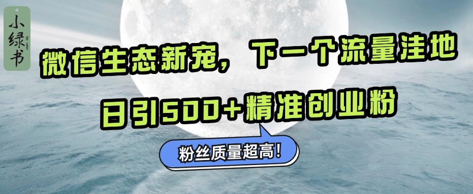 微信生态新宠小绿书：下一个流量洼地，粉丝质量超高，日引500+精准创业粉，网创吧-网创项目资源站-副业项目-创业项目-搞钱项目网创吧