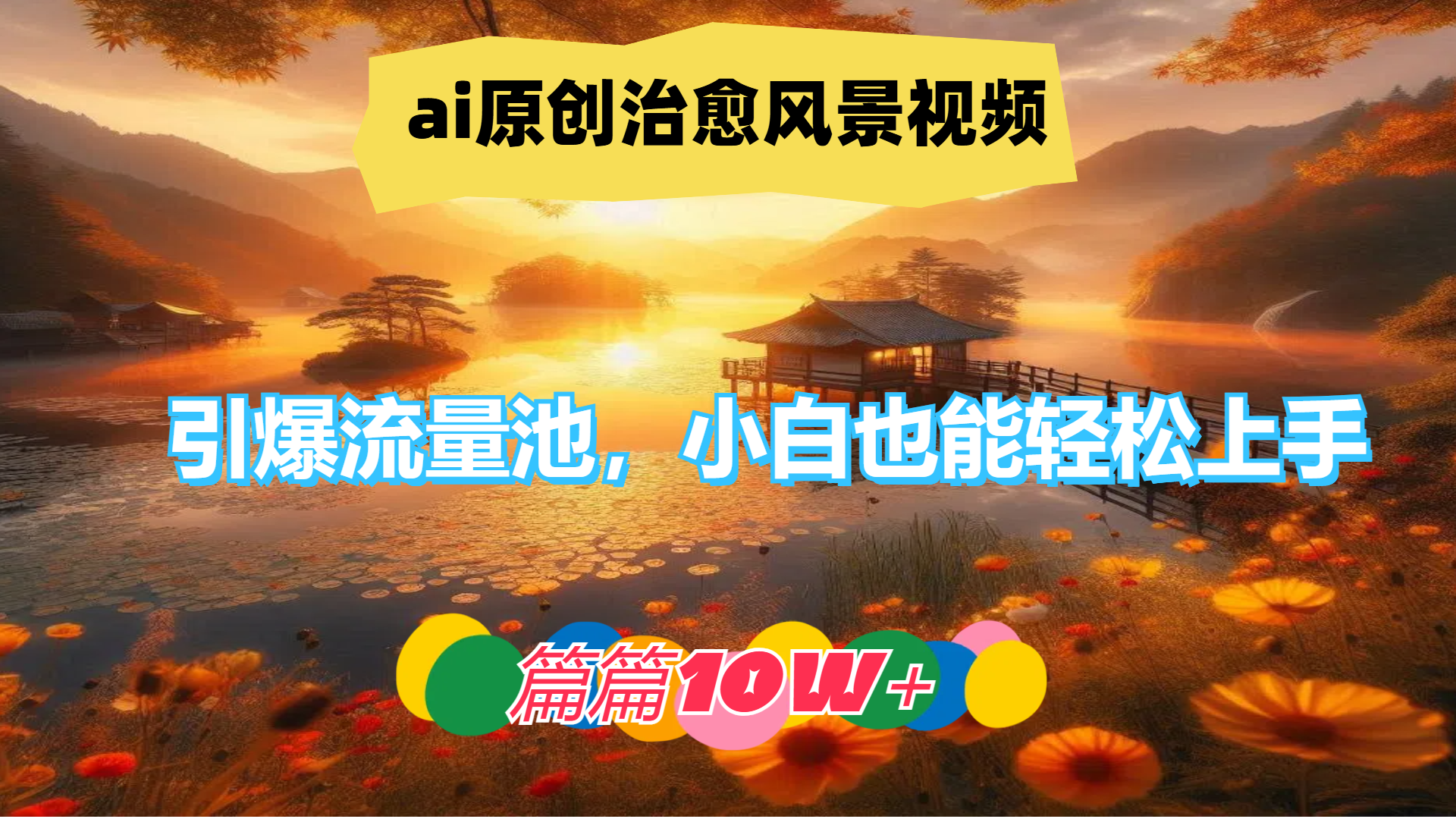 ai原创治愈风景视频，引爆流量池，小白也能轻松上手，篇篇10w+！网创吧-网创项目资源站-副业项目-创业项目-搞钱项目网创吧