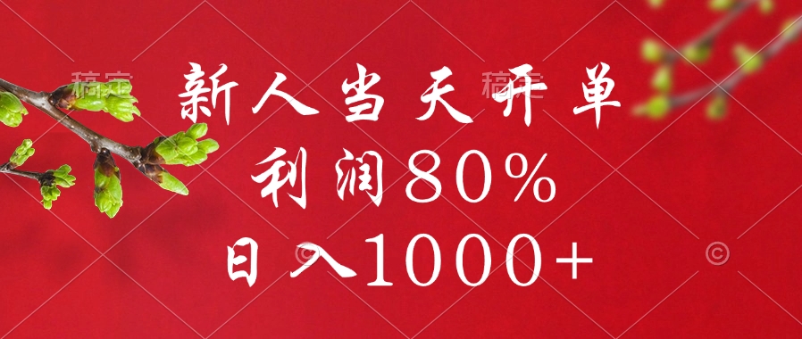 新人当天开单，利润80%，日入1000+网创吧-网创项目资源站-副业项目-创业项目-搞钱项目网创吧