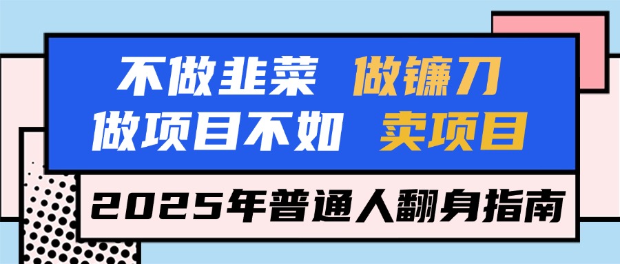 不做韭菜做镰刀，做项目不如卖项目，2025年普通人翻身指南网创吧-网创项目资源站-副业项目-创业项目-搞钱项目网创吧