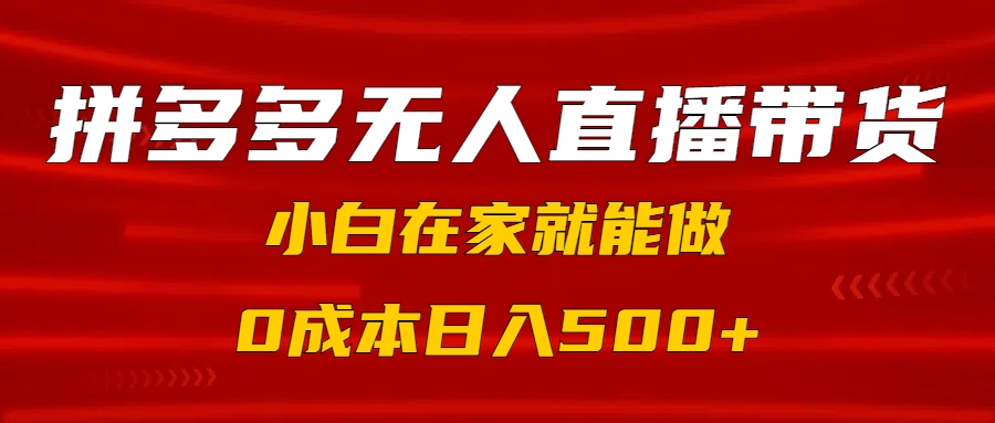 拼多多无人直播带货，小白在家就能做，0成本日入500+网创吧-网创项目资源站-副业项目-创业项目-搞钱项目网创吧