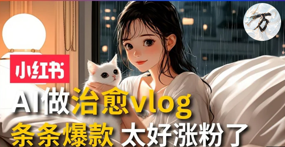 AI治愈系vlog动画视频，小红书7天 涨粉破千，商单报价1500+，0成本制作，日入2000+，有手就会网创吧-网创项目资源站-副业项目-创业项目-搞钱项目网创吧