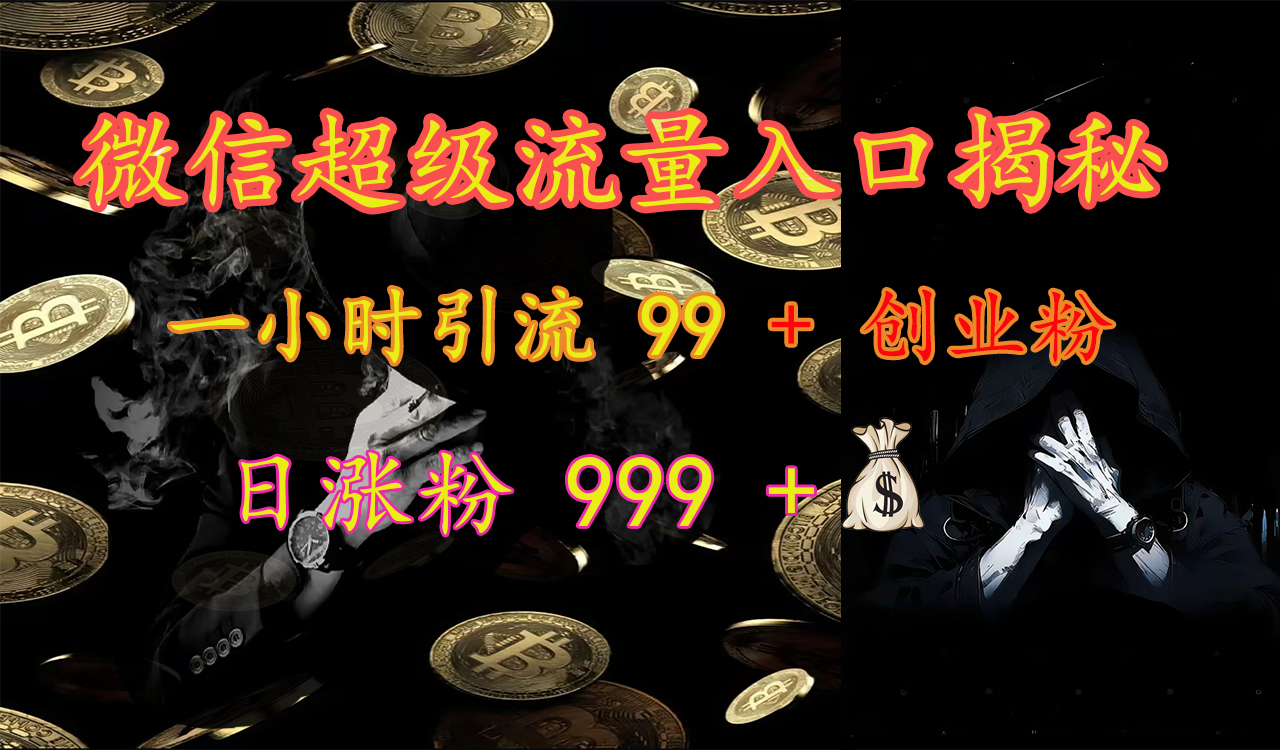 微信超级流量入口揭秘：一小时引流 99 + 创业粉，日涨粉 999 +【揭秘】网创吧-网创项目资源站-副业项目-创业项目-搞钱项目网创吧