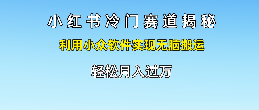 小红书冷门赛道揭秘,利用小众软件实现无脑搬运，轻松月入过万网创吧-网创项目资源站-副业项目-创业项目-搞钱项目网创吧